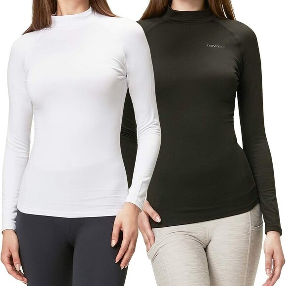 Cozy 2 Pack Women's Long Sleeve Turtle Neck Shirts - Small Micro Fleece Lined